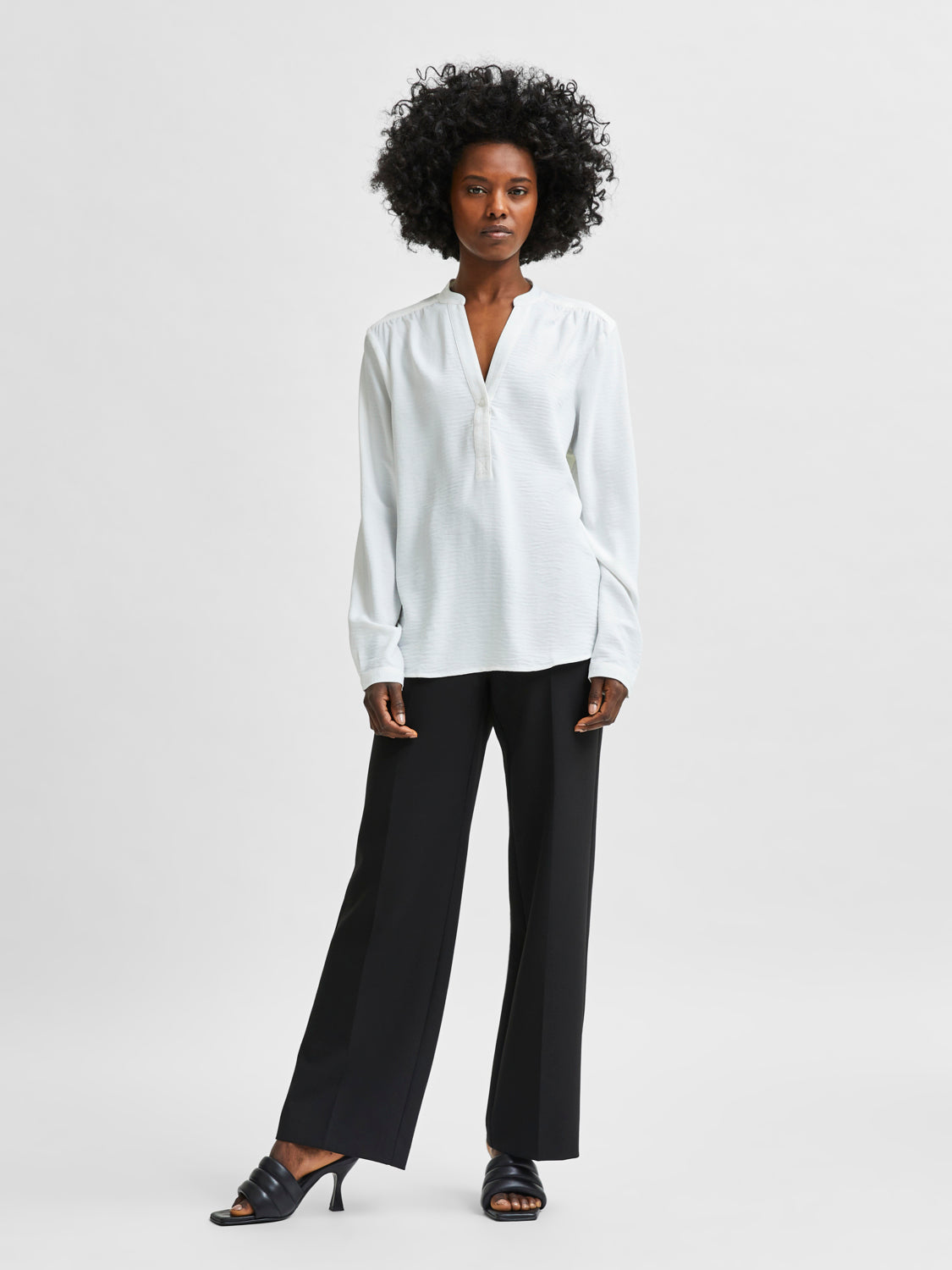 SELECTED FEMME - MIVIA BLUSE- HVIT